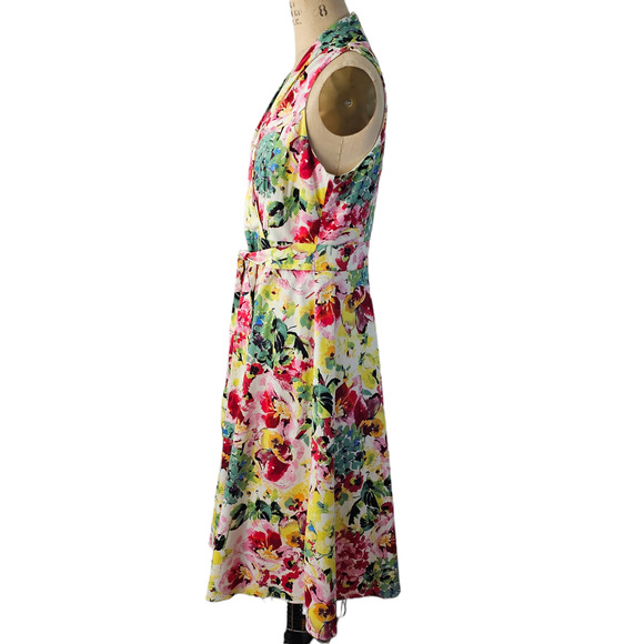 Dress London Times multi floral sundress full skirt spring cottage size 10 - Picture 7 of 9